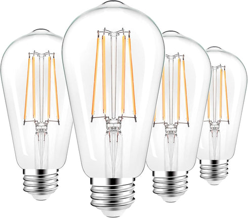PARTPHONER LED Light Bulbs Dimmable Vintage Edison Bulb, E26 LED Bulb 60W Equivalent 720 Lumens, Warm White 2700K, ST58 Antique LED Filament Bulb ...