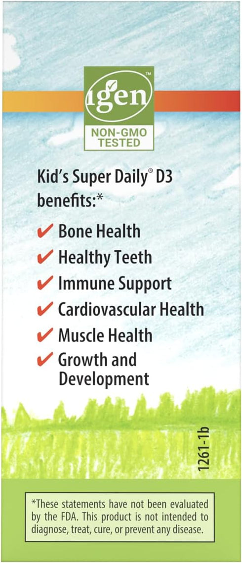 Carlson - Kid's Super Daily D3, Kids Vitamin D Drops, 600 IU (15 mcg) per Drop, Vegetarian, Liquid Vitamin D Drops for Kids, Unflavored, 90 Drops ...
