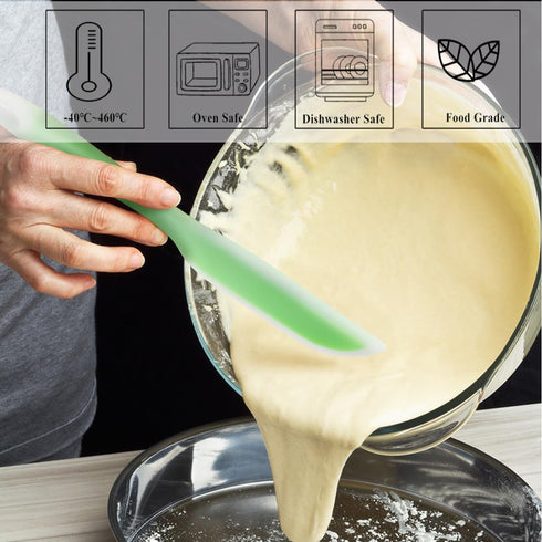 Nonstick Silicone Knife Shaped Flexible Kitchen Spatula Scraper Turner,Kitchen Cooking Utensils With Nylon Core (Green(Set of 2))...