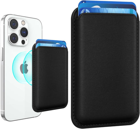 Stronger Magnetic Wallet Cell Phone Card Holder for iPhone 15 Series, RFID Leather Phone Wallet Stick on Series of iPhone 14/13/12 Pro/Promax and ...