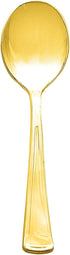 Party Essentials Disposable Plastic Cutlery/Heavy-Duty Flatware/Silverware for All Events, 50-Count, Shiny Gold Soup Spoons...
