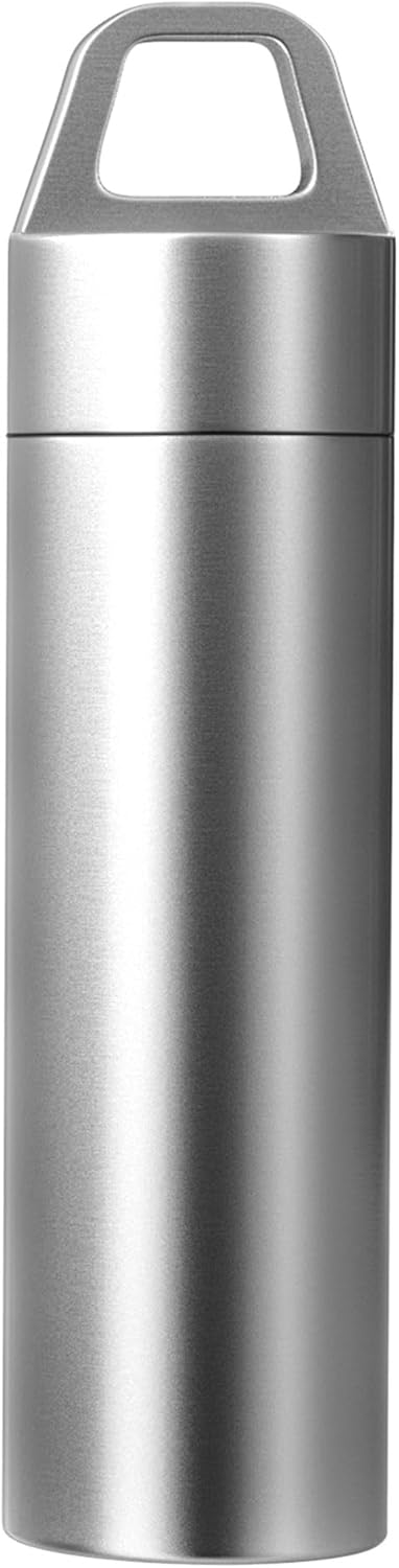 Small Pill Case, Portable Metal Pill Container Pill Holder Keychain Waterproof Pill Box Bottle Mini Stainless Steel Pill Organizer for Travel Purs...