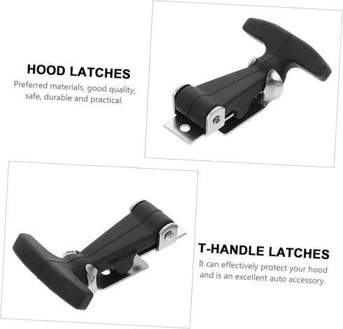 BESPORTBLE 4pcs T-Lock Buckle T Handle Boat T- Handle Rubber Flexible Hasp Car Hood Latches Car Accessories T-Handle Catches A126 Rubber Black Loc...