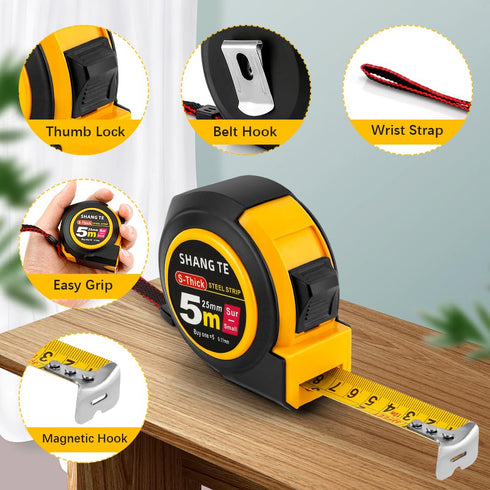 Tape Measure 16 Ft Steel Measurement Tape Measuring Tape Retractable Self-Locking Retractable Tape Measure with Fractions Small Tape Measure Retra...