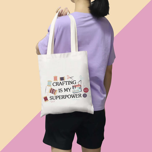 BDPWSS Sewing Gift For Women Sewing Lover Gift Crafting Is My Superpower Sewing Tote Bag Sewing Machine Crafting Lover Gift...
