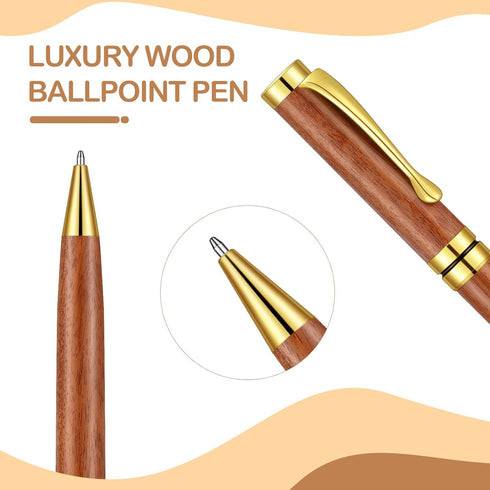 Yeaqee Luxury Wood Ballpoint Pens 1.0mm Elegant Fancy Writing Pens Wooden Black Ink Pens Graduation Gift Pen for Men Women Employee Teacher Journa...