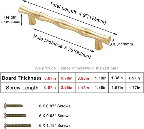 6Pcs Bamboo Shape Solid Zinc Alloy Cabinet Knobs Handles, Dresser Drawer Cabinet Cupboard Closet Door Pulls Decorative Furniture Accessories Knobs...