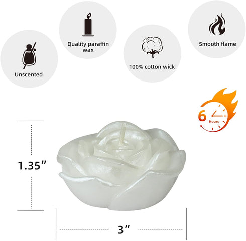 Zest Candle 12-Piece Floating Candles, 3-Inch, White Rose...