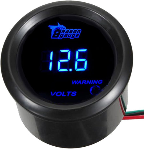 ESUPPORT Car 2" 52mm Digital Volt Voltage Gauge Blue LED...