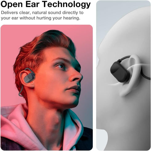 Purity Air Open Ear Headphones - True Air Conduction Wireless Bluetooth Open Ear Earbuds with Dual Mic for iPhone/Android - Secured Long Wearing C...