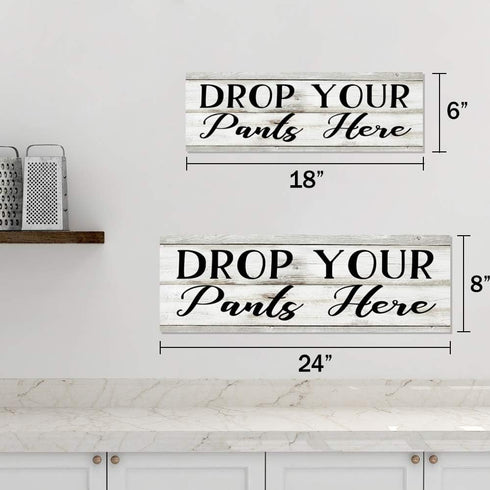 Drop Your Pants Here Laundry Chic White Farmhouse Wood Sign Wall Décor Gift 6 x 18 Wood Sign B3-06180028188...