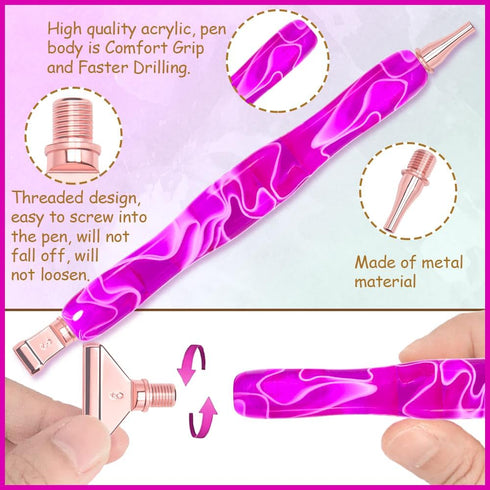 Praise V Do Ergonomic Diamond Painting Art Drill Bead Dot Pen Kit with Screw Steel Silver Metal Tip Nibs Placers Roller Tool Accessories for 5D Di...