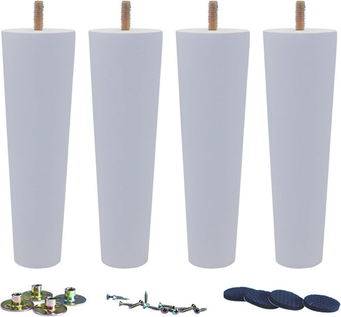 WEICHUAN White Round Solid Wood Replacement Sofa Couch Chair Ottoman Loveseat Coffee Table Cabinet Furniture Wood Legs(8" Set of 4)...