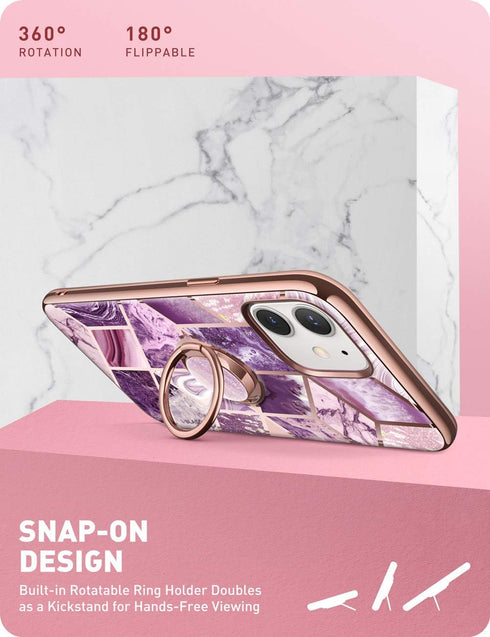 i-Blason Cosmo Snap Case Designed for iPhone 12 Mini 5.4 Inch (2020 Release), Slim with Built-in 360° Rotatable Ring Holder Kickstand Supports Car...