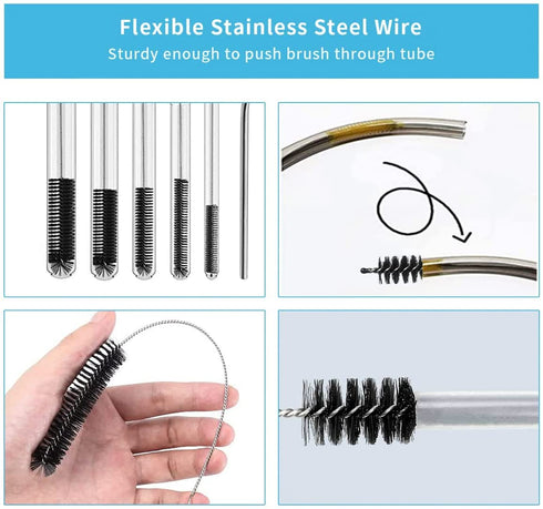 Utoolmart Wire Tube Brushes, Stainless Steel Bottle Bristle Cleaning Spiral Power Pipe Brush, 1.0-inch Diameter 12-inch Long-Handle Cleaner for Au...