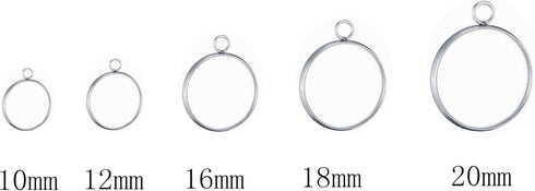 50pcs 10mm 12mm 16mm 18mm 20mm Stainless Steel Round Blank Bezel Pendant Trays Base Cabochon Settings Trays Pendant Blanks for Jewelry Making DIY ...