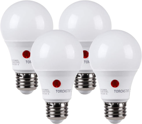 TORCHSTAR Dusk to Dawn Light Bulbs Outdoor, Sensor A19 LED Light Bulb, Auto on/off Photocell Automatic for Outdoor Lighting, 5000K, Pack of 4...