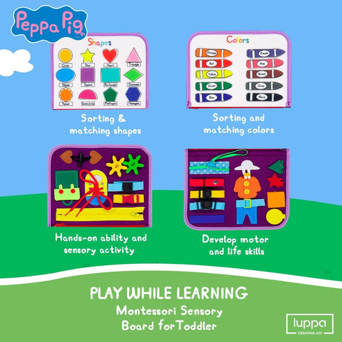 Peppa Pig Toddler Busy Board – Montessori toys for 1 2 3 4 Year Old, Educational Activity Sensory Board for Preschool Learning Fine Motor Skills, ...