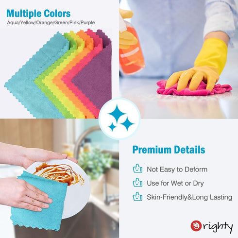 Orighty Microfiber Cleaning Cloths, Pack of 24, Highly Absorbent Cleaning Supplies, Lint Free Cloths for Multiple-use, Powerful Dust Removal Clean...
