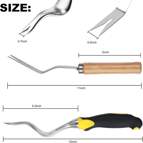 Garden Weeder Hand Weeding Tool Weed Removal Stainless Steel Handle Weed Deep Digger Grass Lawn Trimming Remover Forked Puller for Weeds Eradicate...