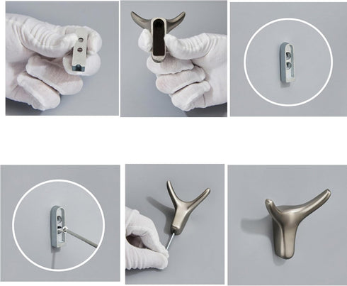 3 pcs Bull Head Clothes Hooks, Decorative Metal Coat Hooks for Hanging Heavy Duty Wall Hat Hooks, Retro Rack Stick Wall Hangers for Mounted Hallwa...