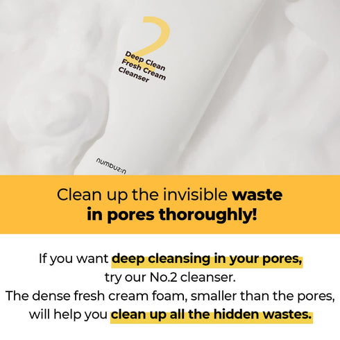 numbuzin No.2 Deep Clean Fresh Cream Cleanser | Face Wash, Rich Foam, Natural Cleansing Ingredients | Korean Skin Care for Face, 4.05 fl oz...