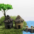 Grey Thatched Roof Garden Accessories Miniature Garden Bridge Figurines Garden Decor Mini Lighthouse Water Well Mini Figurines Ornament for Micro ...