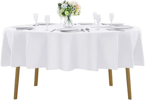 70 inch Round Tablecloth Washable Polyester Table Cloth Decorative Table Cover for Wedding Party Dining Banquet?70 inch,White?...