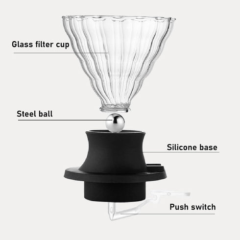 Coffee Dripper, Cone Glass Pour Over Coffee Dripper with Switch Easy Cleansing Reuse Pour Over Coffee Dripper Filter for Backpacking Camping...