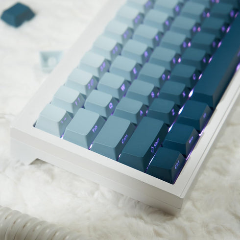 Blue Gradient Double Shot Keycap,PBT Side Printed Keycaps, Backlit Keycaps, Shine Through Keycaps, 136 Keys Cherry Profile Keycaps Set for Mechani...