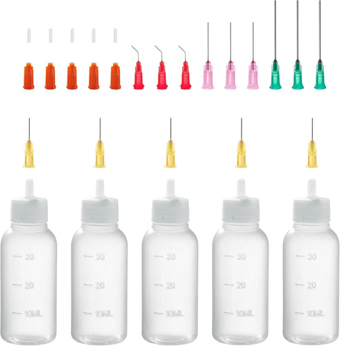 30ml Precision Tip Applicator Bottle, with Blunt Tip Needle and Cap, 18G 20G 25G Needle Tip Squeeze Bottle, Oil Dropper Bottle, Glue Bottles with ...