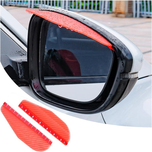 2PCS Car Rear View Mirror Rain Visor, Carbon Fiber Sun Visor Automotive Side Mirror Rain Eyebrow Snow Ice Cover Sticker Decal, Vehicle Exterior Ac...