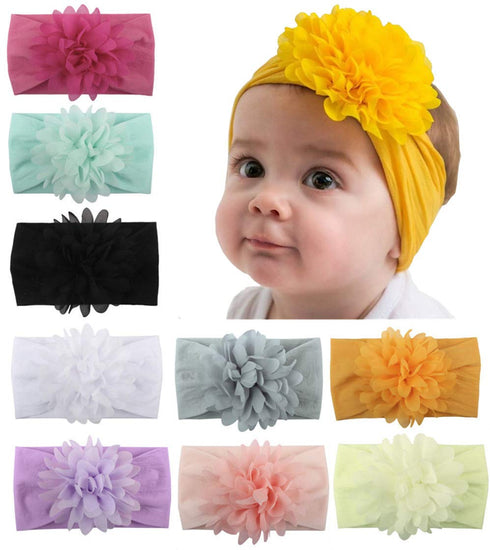 Toptim Baby Head Wrap Chiffon Flowers Newborn Infant Soft Nylon Headbands...