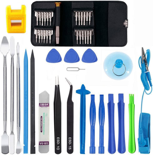 Electronics Screen Opening Pry Tool Repair Kit with Steel and Carbon Fiber Nylon Spudgers, Professional 46 in 1 Mobile Phone Screen Opening Repair...