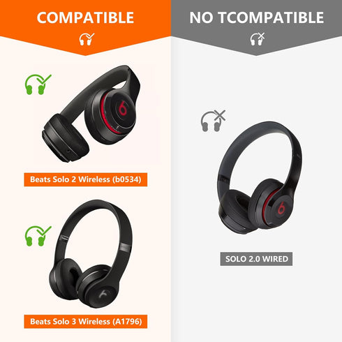 Replacement Ear Pads Cushions for Beats Solo 2/3 Wireless Headphones, Ear Pads for A1796 / B0534, Headphone Earpads with Noise Cancelling Foam, So...