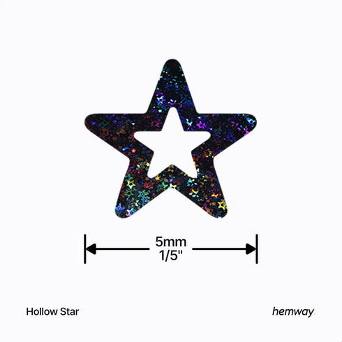 Hemway Craft Glitter - 1/5" 0.2" 5mm - Hollow Star Shaped Glitter, Star, Table, Sequin, Confetti, Nail and Decoration - Black Holographic - 50g...