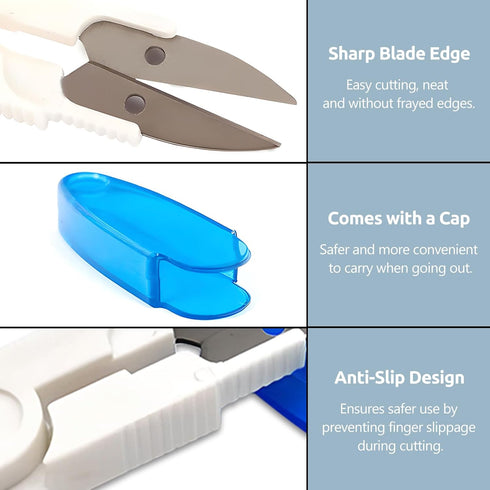 4PCS Compact 4 Inch U Shaped Portable Scissors with Protective Safety Cover for Yarn, Cross-Stitch, Thread, Sewing - Ideal for Craft, DIY, Stitch ...