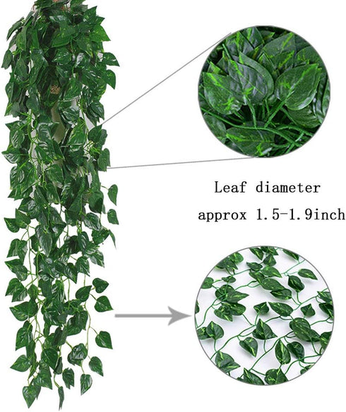Kalolary Scindapsus Artificial Ivy Garland 84 Feet 12 Strands Leaves Vine Green Plants Garland Hanging Fake Plants Canvas Background Wedding Arch ...