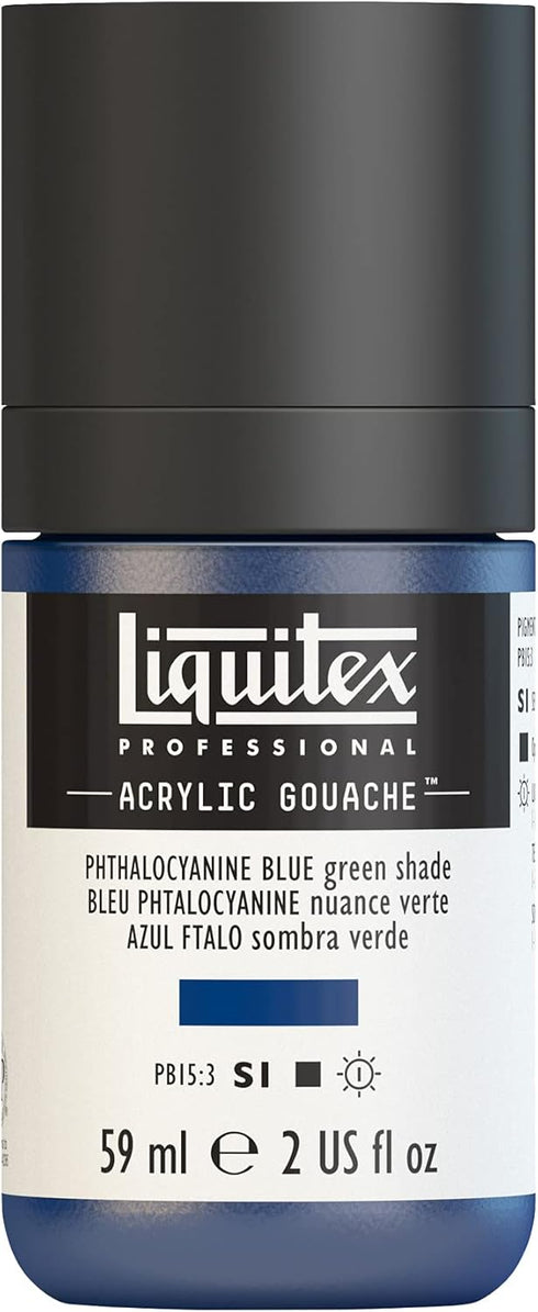 Liquitex Professional Acrylic Gouache, 2-oz (59ml) Bottle, Phthalocyanne Blue (Green Shade)...