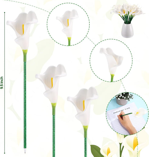 Zhanmai 24 Pieces flower pens bulk Sunflower Butterfly Pens calla lily pens Ballpoint Writing Pens 0.5 mm 0.7 mm for Home School Office Party favo...