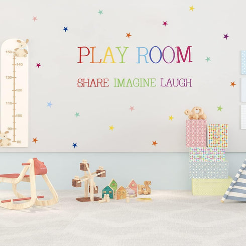Playroom Wall Decor Kids Playroom Wall Decals Share Imagine Laugh DIY Wall Stickers for Nursery Playroom Decoration (Crazy Orange)...