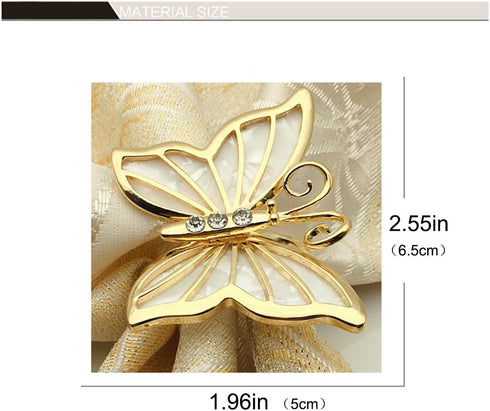 Butterfly Napkin Ring Set of 6, Metal Napkin Rings Dinner Napkin Holder for Wedding Birthday Valentine's Day Christmas Party Dinner Table Decor (6...