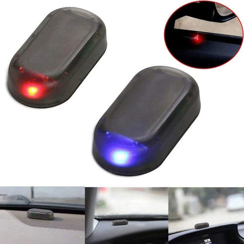2pcs Car Solar Power Simulated Dummy Alarm Warning Anti-Theft LED Flashing Security Light Fake Lamp (Blue + Red) 2...