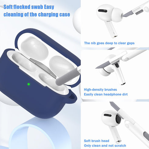 AirPods Pro Case Cover, Military Grade Anti-Fall Soft Silicone Shock-Absorbing Protective AirPods Pro 2nd/1st Generation Case with Keychain and Cl...