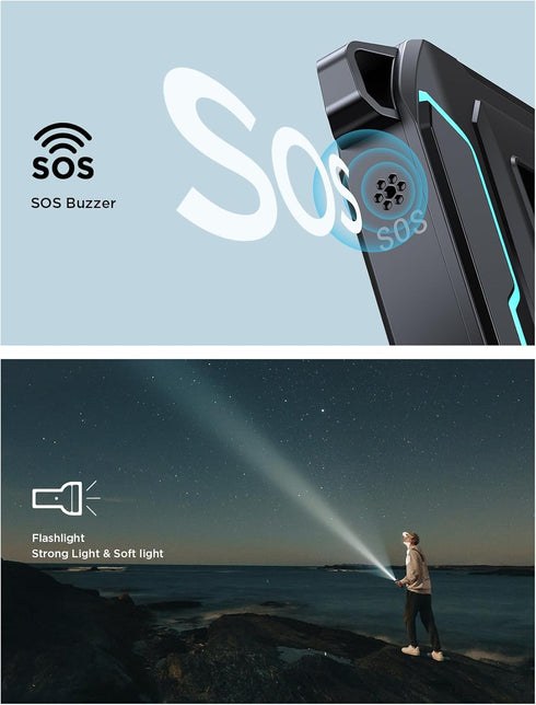 JOYROOM Portable Charger, 10000mAh 4 Outputs Fast Charging Portable Power Bank with Built in Cable, 22.5W PD Battery Pack with Flashlight and Cara...