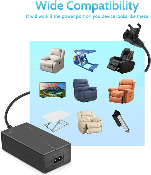 Sopito Universal Power Recliner Power Supply, Magnetic Ring 2-Pin AC/DC Adapter 100-240V, Quality 29V 2A Transformer Recliner Replacement Parts fo...