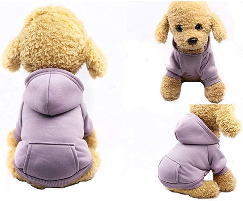 Jecikelon Winter Dog Hoodie Sweatshirts with Pockets Warm Dog Clothes for Small Dogs Chihuahua Coat Clothing Puppy Cat Custume (X-Small, Purple)...