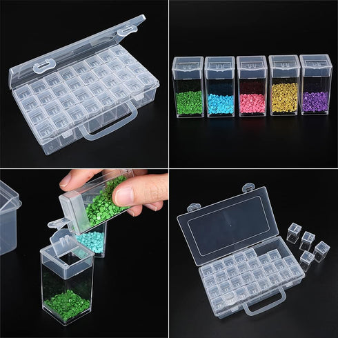 SanerDirect 32 Grids Diamond Painting Drill Storage Containers, Diamond Organizer Case Embroidery Beads Storage Box with Label...