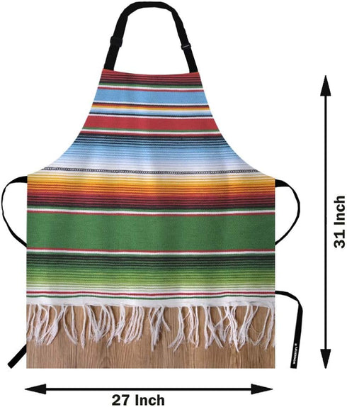 WONDERTIFY Mexican Style Apron,Traditional National Blankets Colorful Lines Bib Apron with Adjustable Neck for Men Women,Suitable for Home Kitchen...