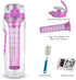 Opard Water Bottle with Time Marker, 30 oz Sports BPA Free Plastic Reusable Fruit Infuser Water Bottles with Handle, Leak Proof Flip Top Lid, Infu...